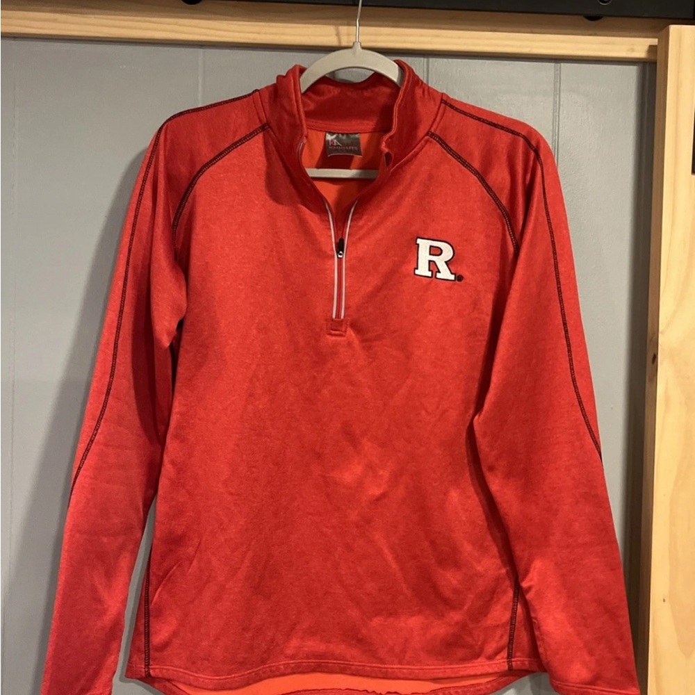 Rutgers Women’s Medium Quarter Zip Athletic Fit Block R Red